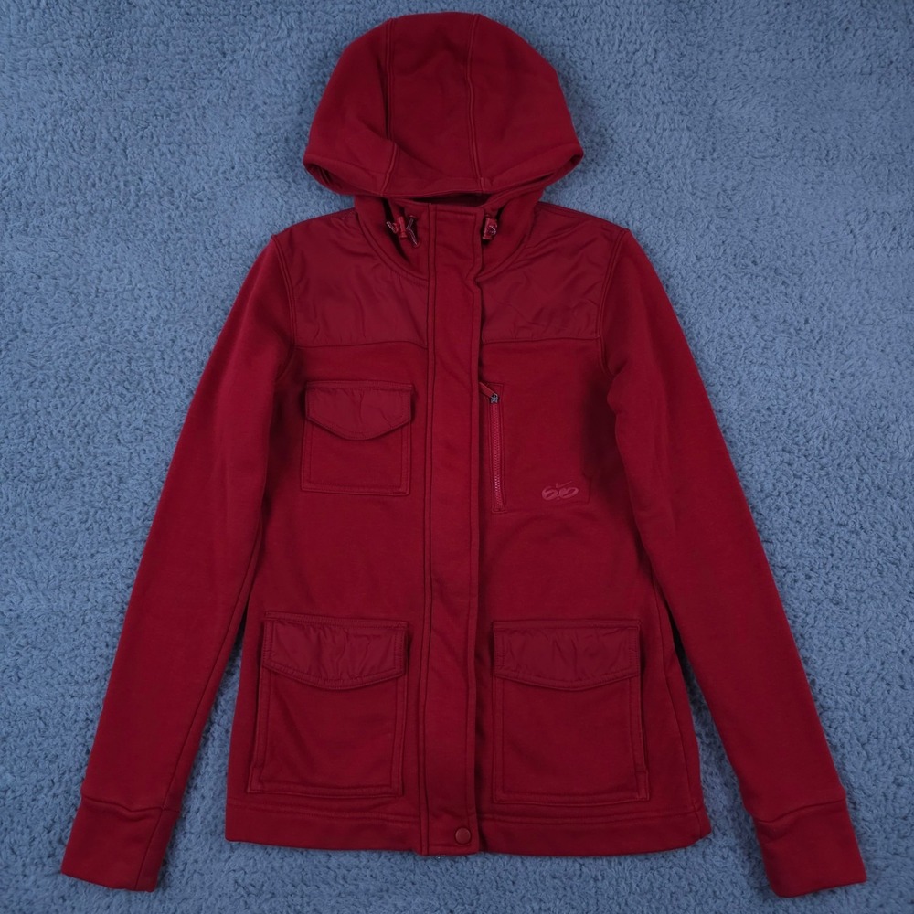 Nike 6.0 Hoodie Womens XS Red Full Zip Hooded Jacket Skater Athleisure Snap Up